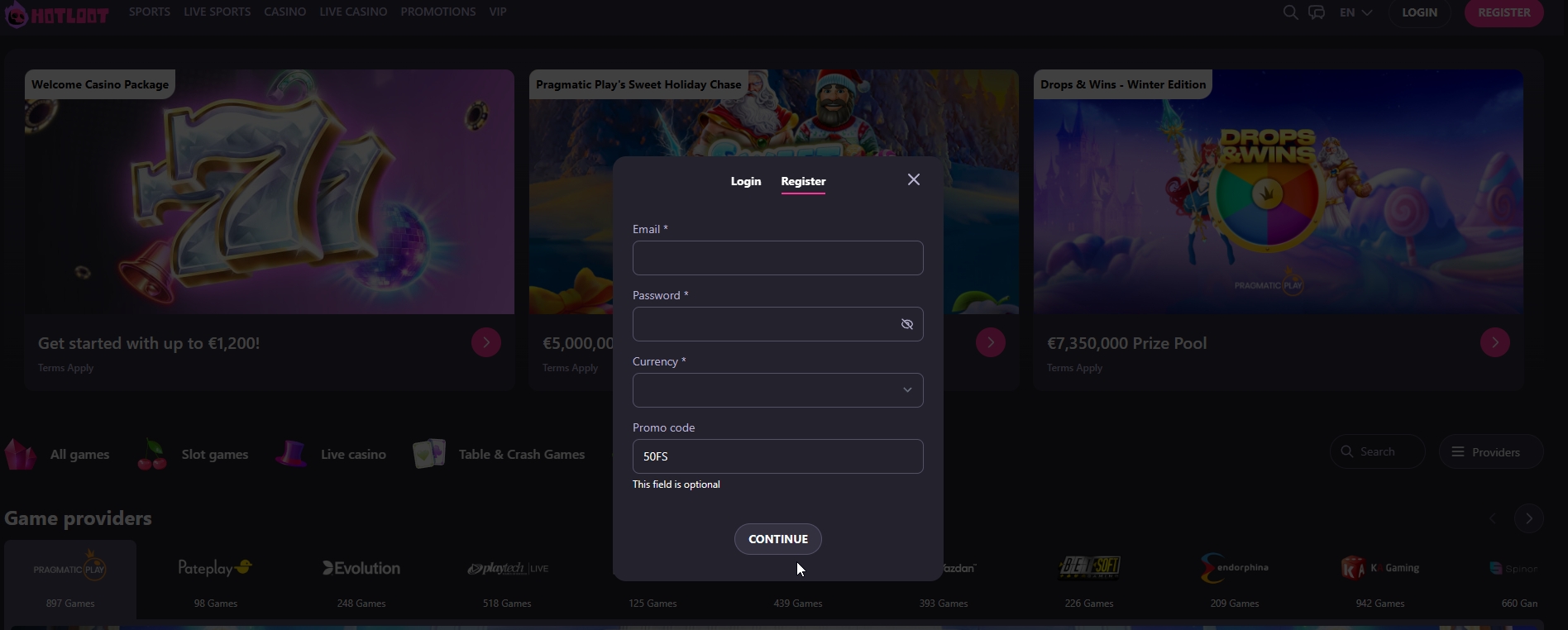 Hotloot - 100 Rodadas Grátis